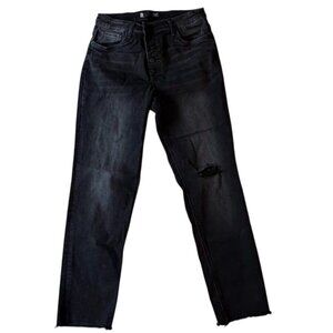KUT From The Kloth Rachael High Rise Mom Jeans Size 12 | Black Wash | Distressed